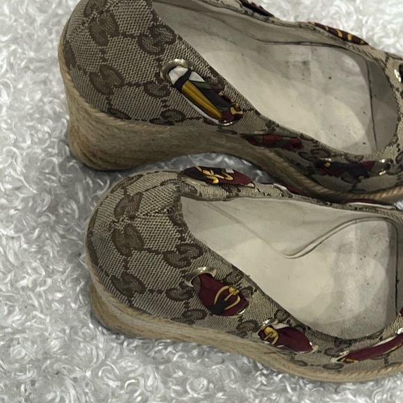 GUCCI Canvas Printed Pumps Wedge Women’s - Picture 9 of 10